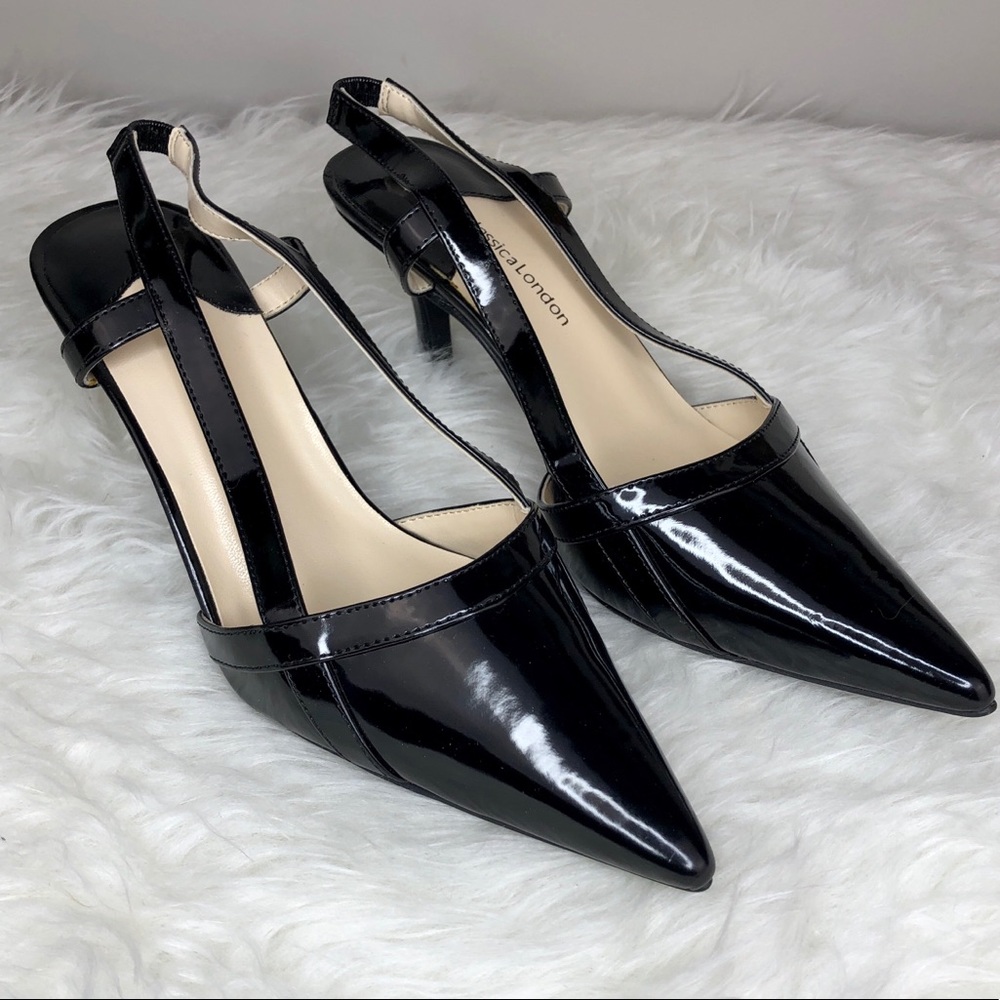 Jessica London Leather-like slingback heels, 8 W